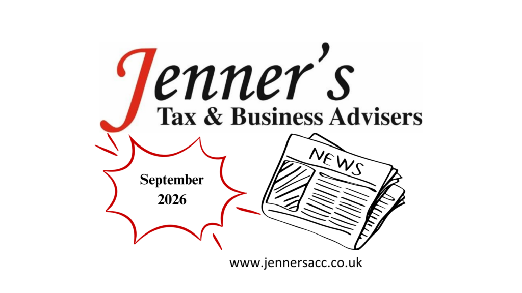 September 2026 newsletter business tax update from Jenner's Tax and Business Advisors